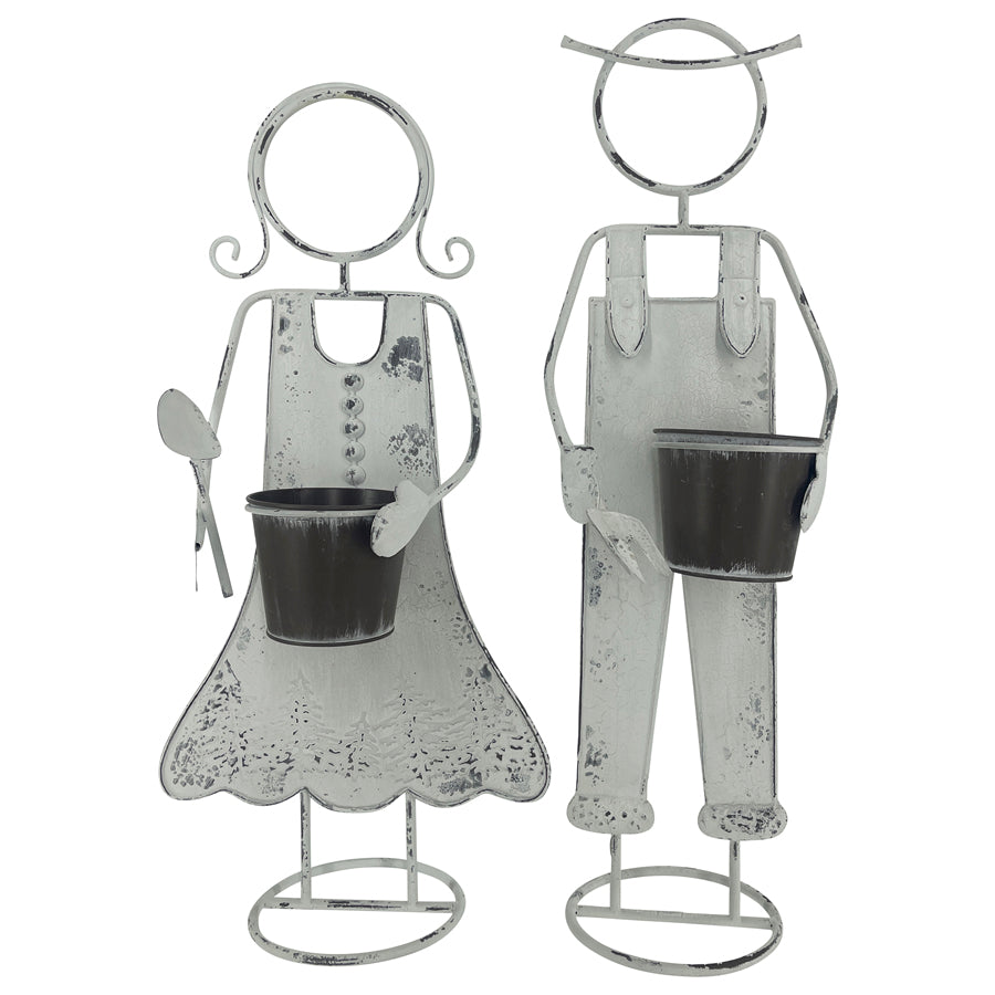 Set Assort Farm Girl & Boy Planters 65cm