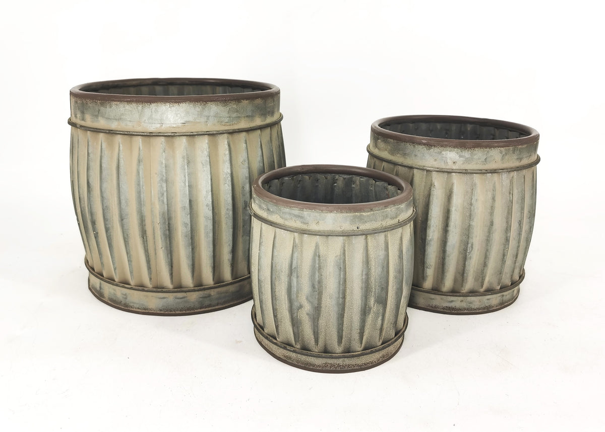 Set 3 Nested Vintage Planters / Bins 27cm, 20cm, 13cm