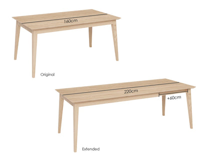 Jylland Extendable Dining Table - Natural Oak - 160cm to 220cm - by TON