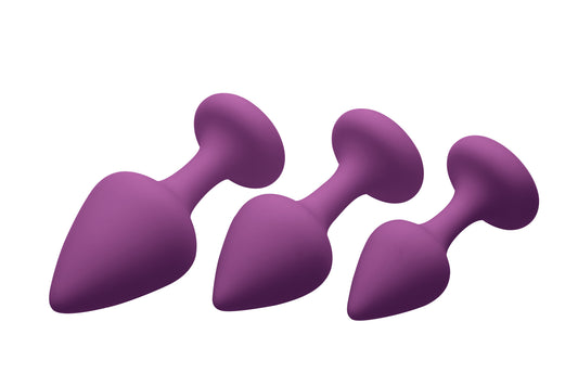 Purple Pleasures 3 Pc Silicone Anal Plugs