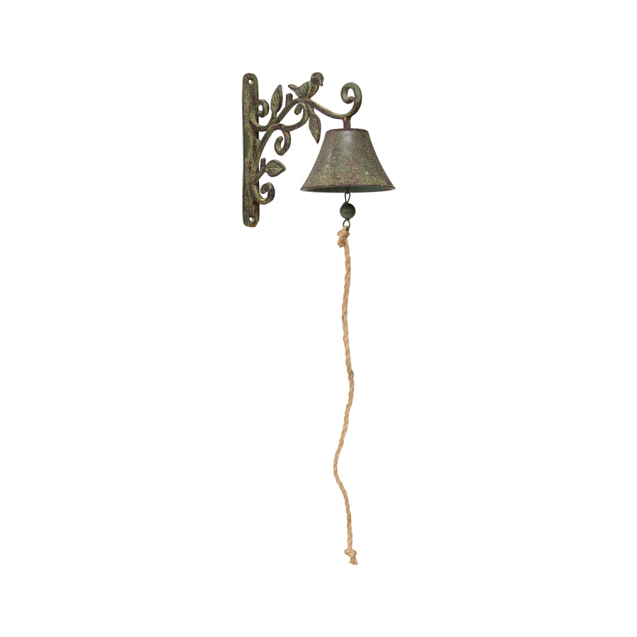 Cast Iron Fleur w Bird Door Post / Wall Bell 28x22cm - Image 2