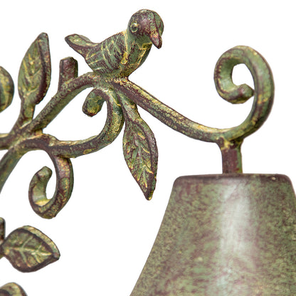 Cast Iron Fleur w Bird Door Post / Wall Bell 28x22cm - Image 3