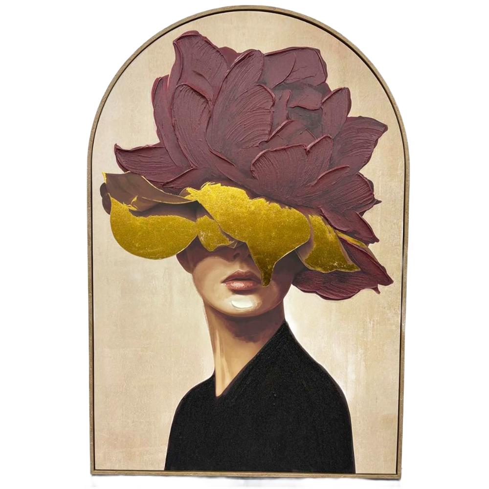 Elegant Woman W Floral Headpiece Arch Wall Art 122cm