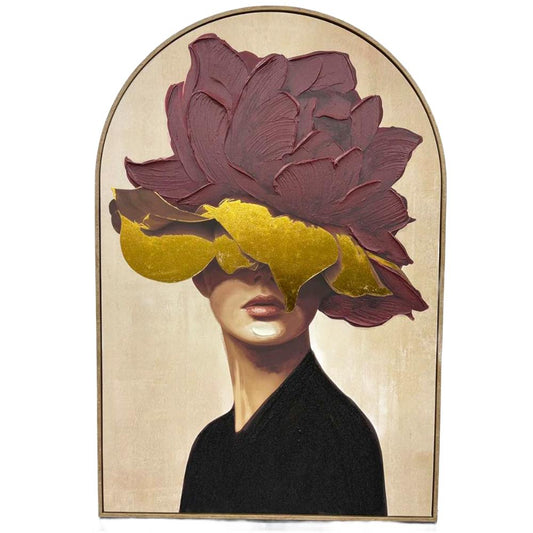Elegant Woman W Floral Headpiece Arch Wall Art 122cm