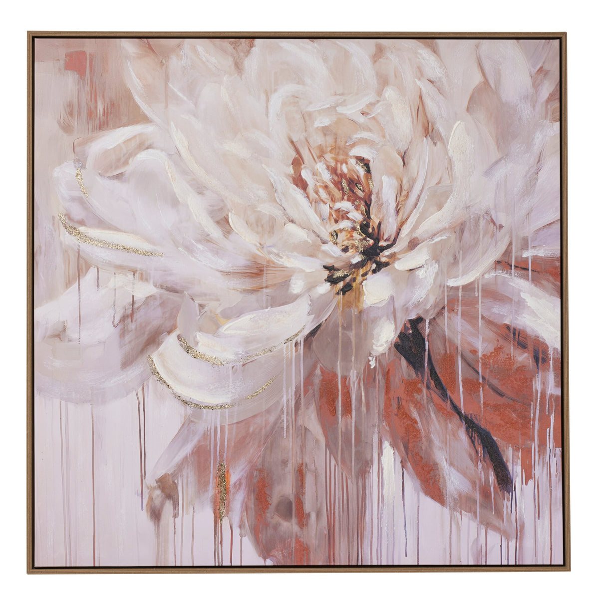 Textured Pink And Natural Floral Wall Art 102cm