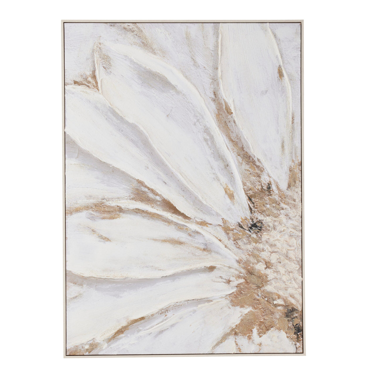 Textured Natural & Gold Flower Wall Art 122cm