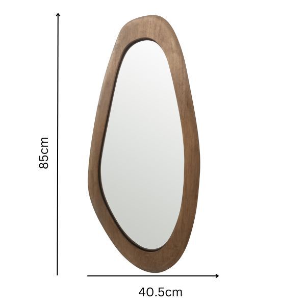 Mid Century Asymmetric Wood Framed Wall Mirror 40x85cm - Image 3