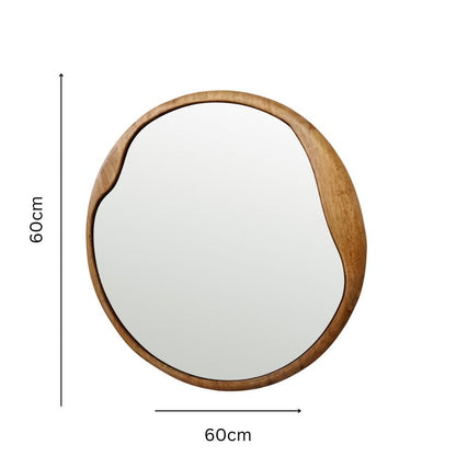 Mid Century Asymmetric Wood Framed Wall Mirror 60x60cm - Image 2
