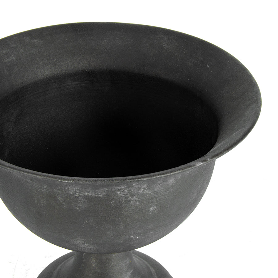 Baroque Brushed Black Footed Urn 20x18cm - Image 3