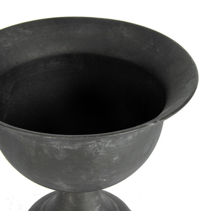Baroque Brushed Black Footed Urn 20x18cm - Image 3