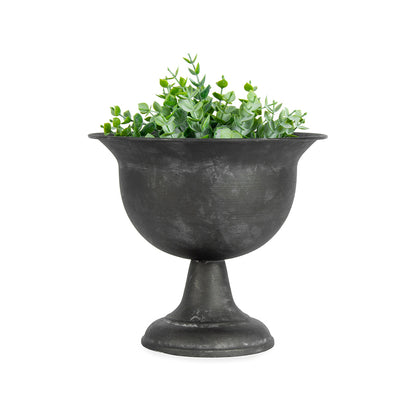 Baroque Brushed Black Footed Urn 20x18cm - Image 4