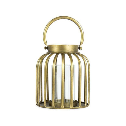 Bold Contemporary Table Lantern w Handle & Glass 13x14cm