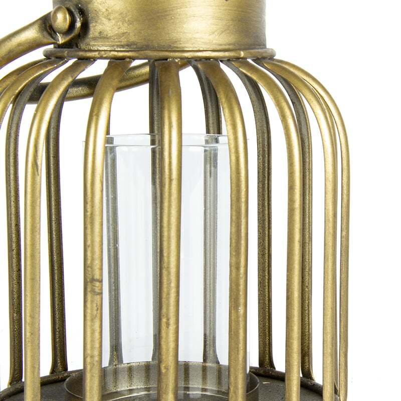 Bold Contemporary Table Lantern w Handle & Glass 13x14cm - Image 3
