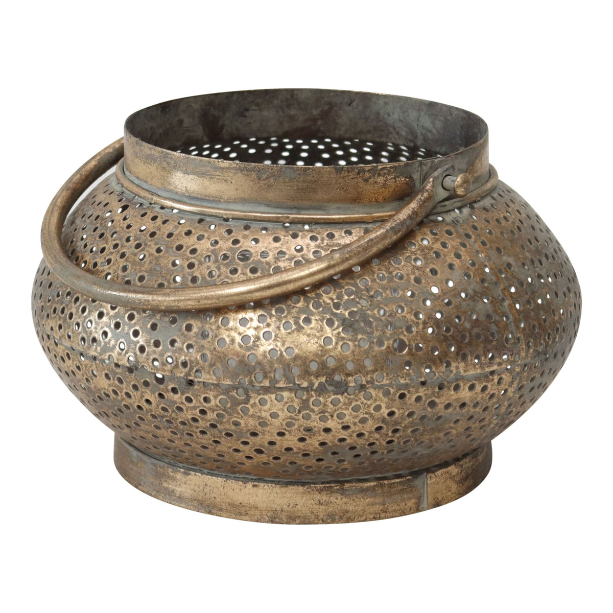 Lustre Pinholes w Handle Pillar Candle holder 21cm - Image 2
