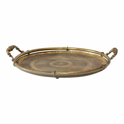Lustre Piped Round Tray w Handles 35x6cm