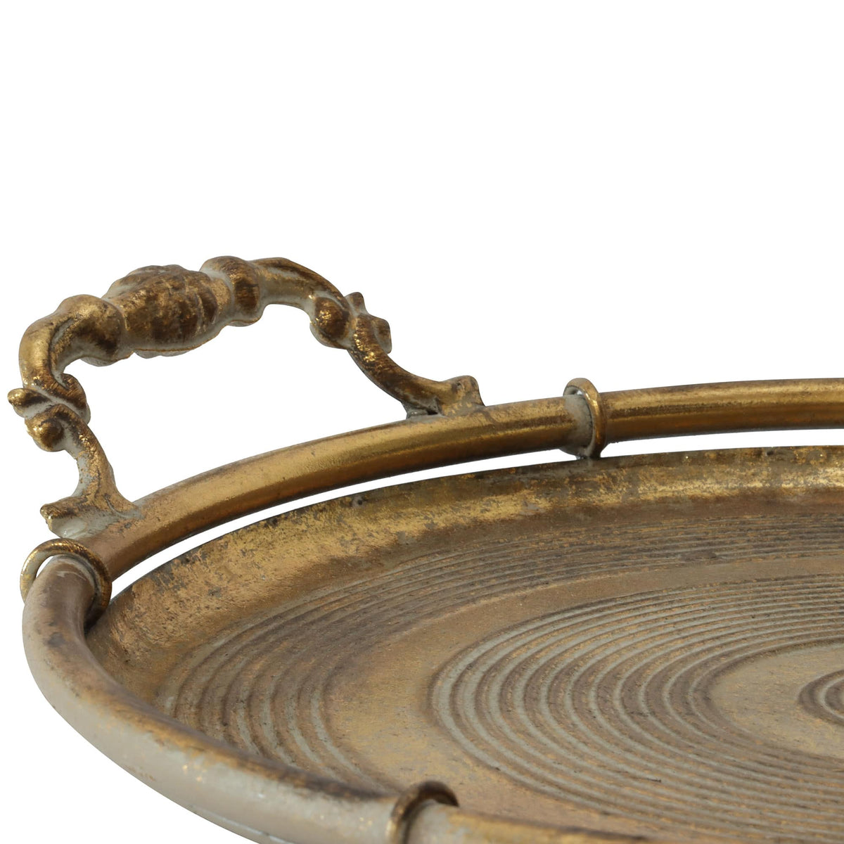 Lustre Piped Round Tray w Handles 35x6cm - Image 2