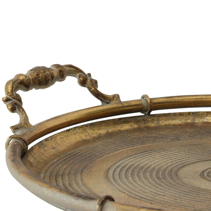 Lustre Piped Round Tray w Handles 35x6cm - Image 2