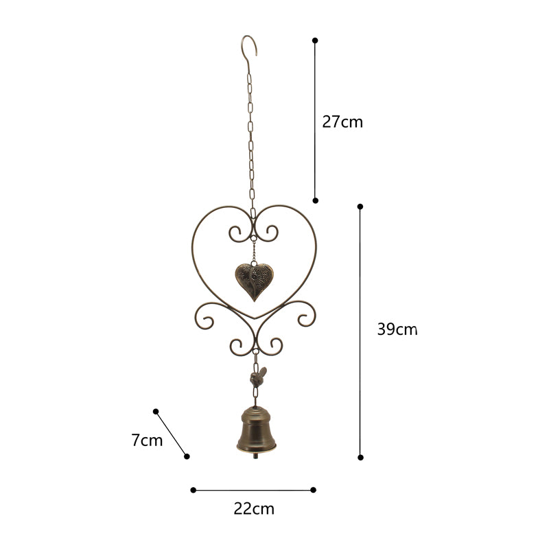 Hanging Hearts w Bird + Bell 73cm - Image 2