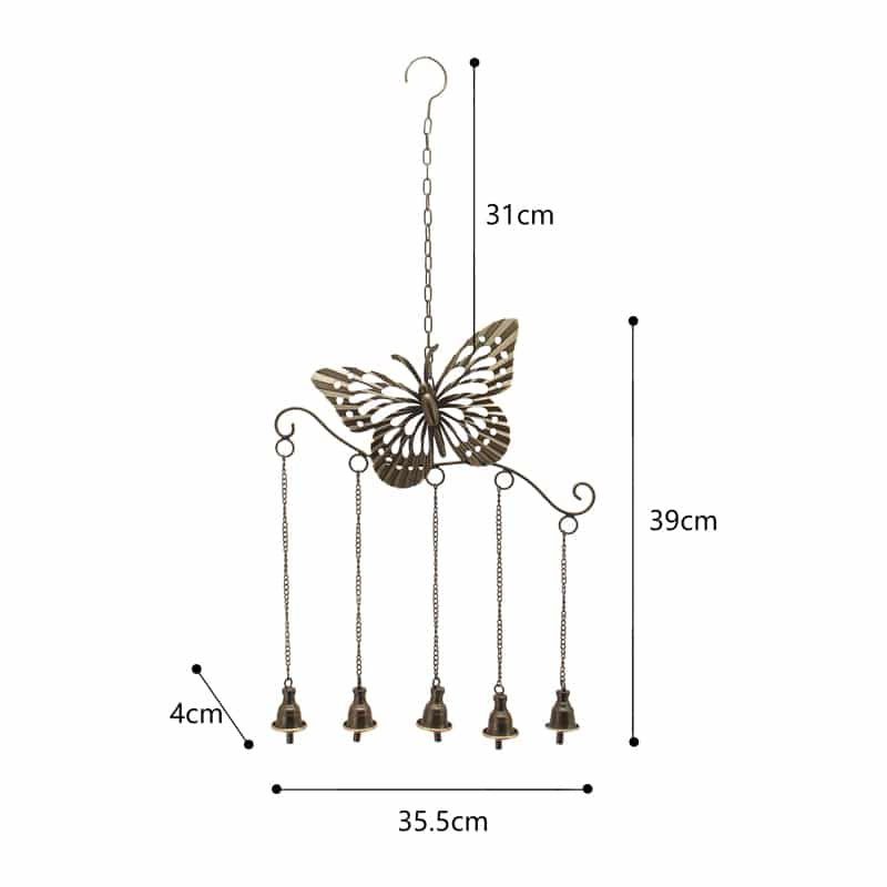 Hanging Butterfly Mobile w 5 Bells 77cm - Image 2