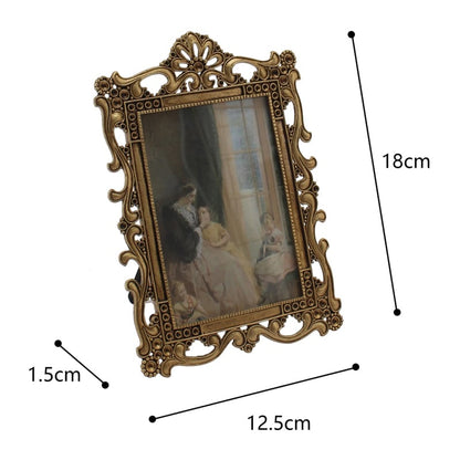 Antique Gold Metal Photoframe w Ornate Swirls 18cm - Image 2