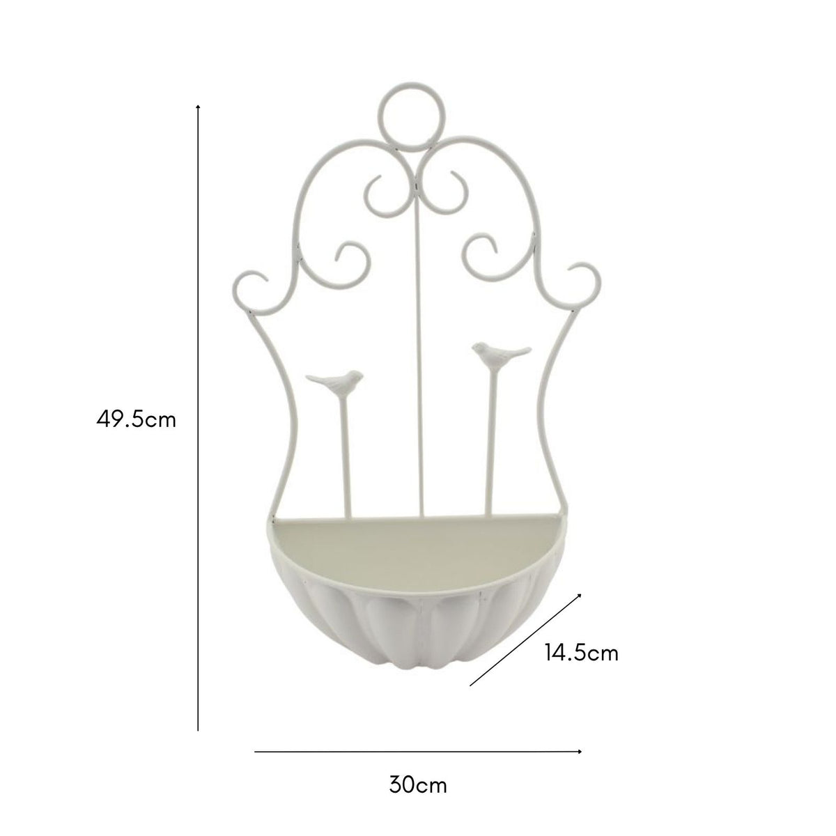 Fleur Wall Planter w 2 Birds 49cm - Image 3