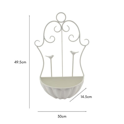 Fleur Wall Planter w 2 Birds 49cm - Image 3