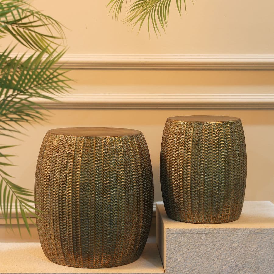 Set 2 Nested Lustre Barrel Side Table / Stools 46cm - Image 2