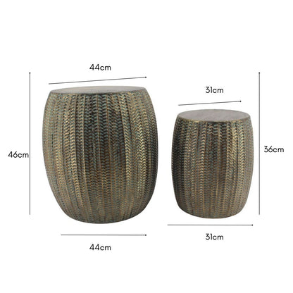 Set 2 Nested Lustre Barrel Side Table / Stools 46cm - Image 3