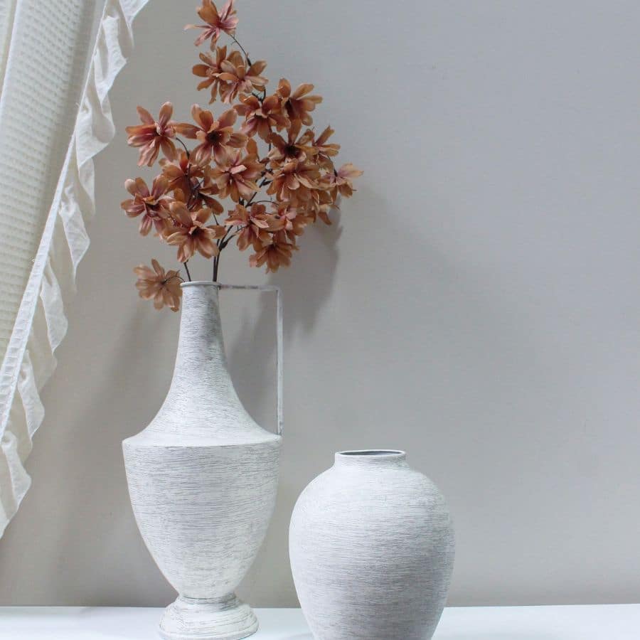 Brushed White Urn w Linear Handle 44cm - Image 3