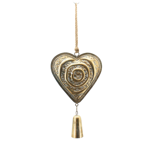Metal Hanging Heart Decoration Gold 72cm