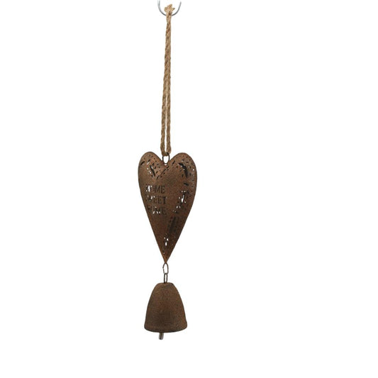 Metal Hanging Heart Decoration Rust 55cm