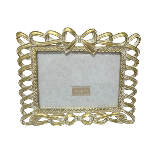 Brushed Gold Frame With Bow 13cm