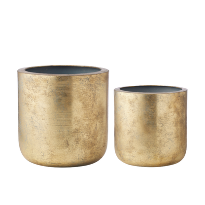 Set 2 Nested Brushed Gold Pots 40cm