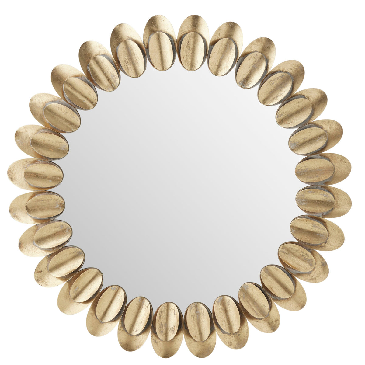 Round 3D Pressed Metal Mirror Gold 80cm