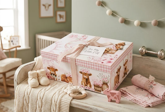 Bulk 2 Pink Highland Cow Gift Box Set 18 43x34x16cm
