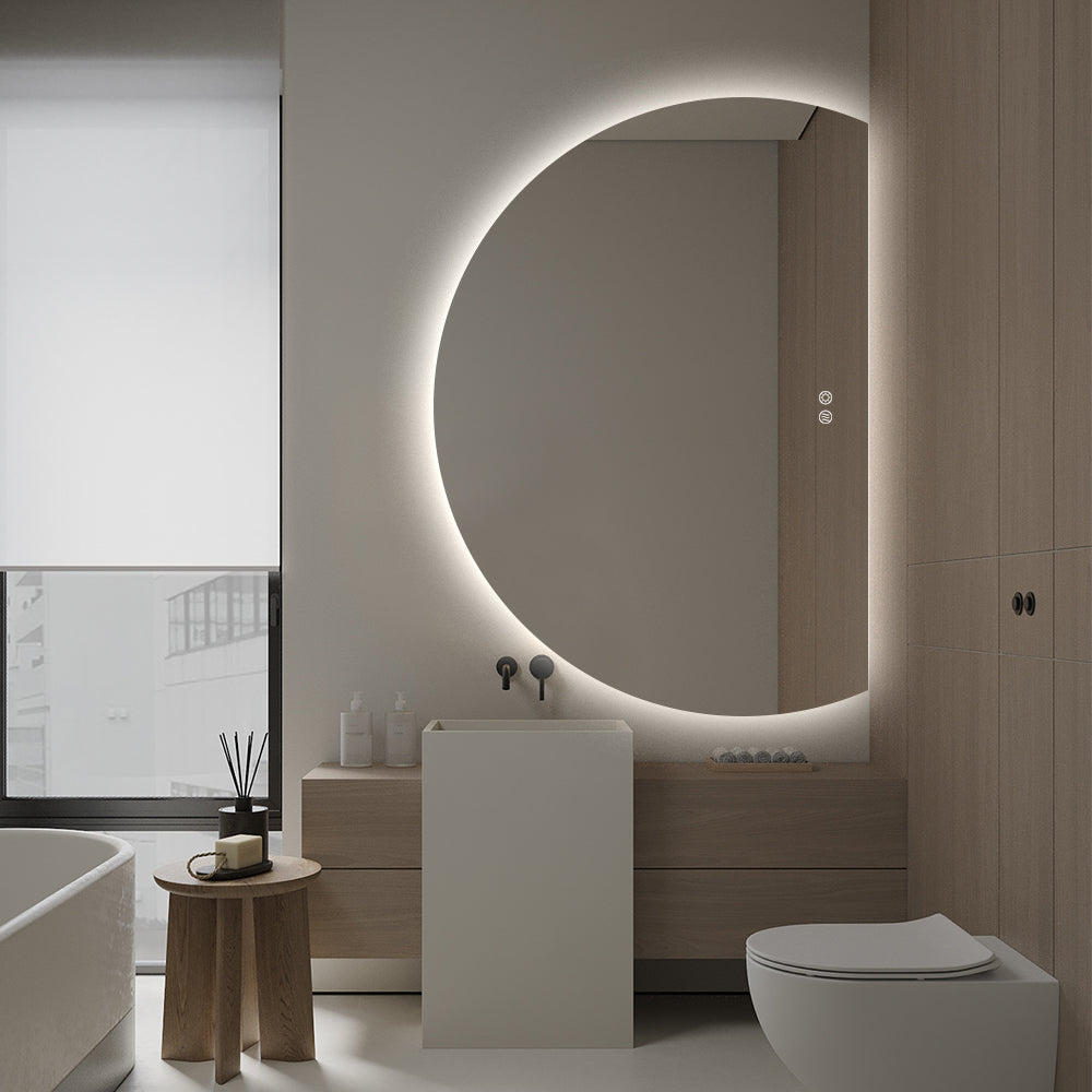 Right Cut Moon LED Mirror 77cm x 110cm Frameless Backlit Wall Mirror