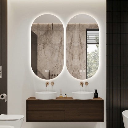 Oval LED Mirror 90cm x 45cm Frameless Backlit Defogger Dimmable
