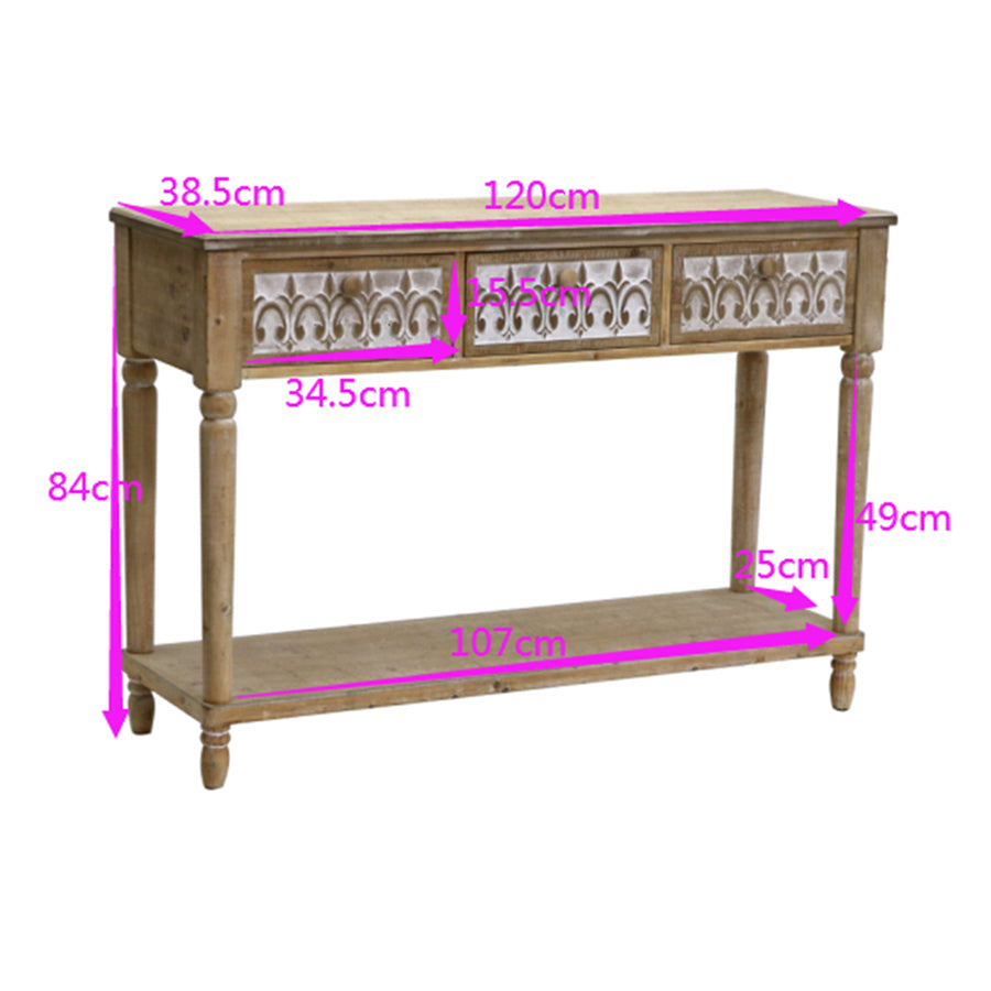 Strand 3 Drawer Console Table 120cm - Image 3