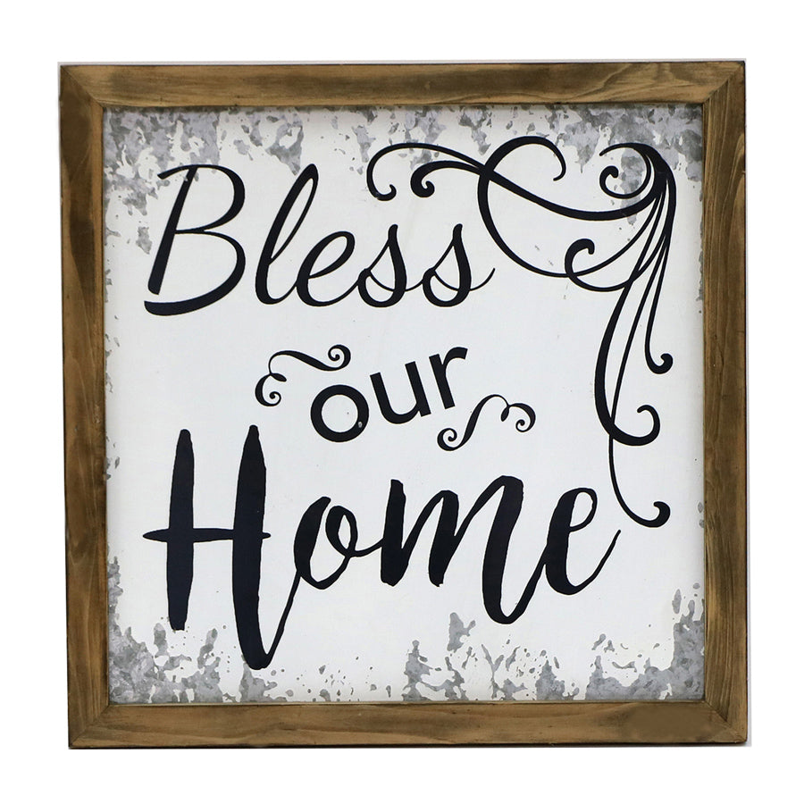 Bless Our Home Timber Framed Wall Art 40cm