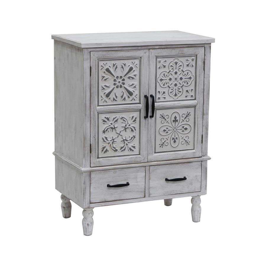 Hamptons Panel Double Door & Drawer Cabinet 87cm - Image 2