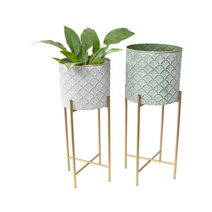 Set 2 Nested Stilted Fan Planters 71cm