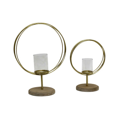 Set 2 Aura Candle holders on Timber Base 38cm - Image 2