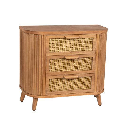Mid Century Ribbed 3 Drawer Cabinet 81cm - Image 2