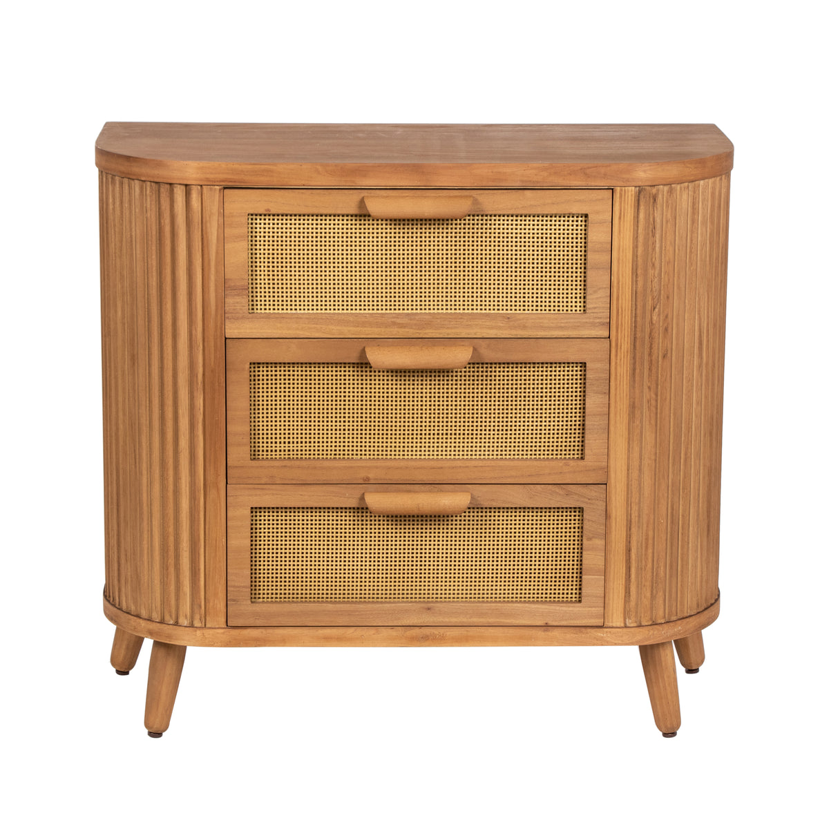 Mid Century Ribbed 3 Drawer Cabinet 81cm