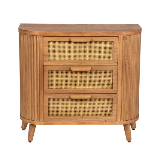 Mid Century Ribbed 3 Drawer Cabinet 81cm