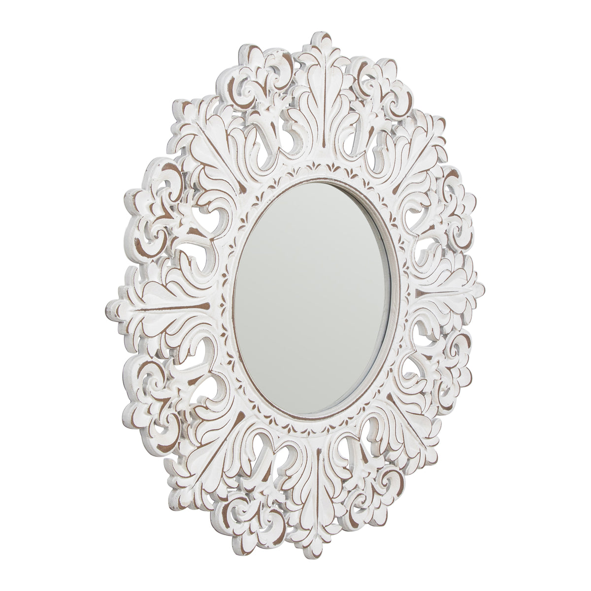 Hamptons Ornate Carve Round Wall Mirror 80cm - Image 2