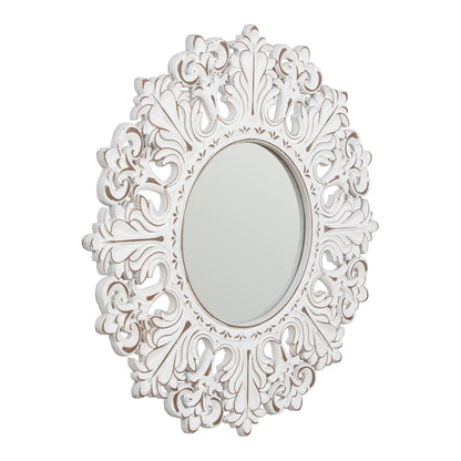 Hamptons Ornate Carve Round Wall Mirror 80cm - Image 2
