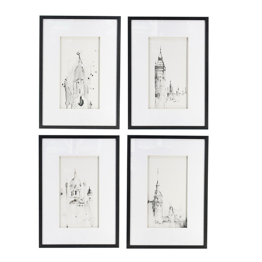Set 4 Steeple Buildings Framed Prints 76cm