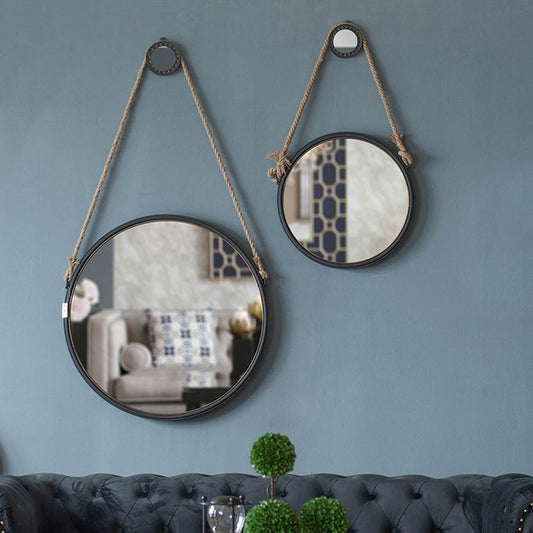 Cleveland Rope Strap Mottled Metal Mirror 50cm