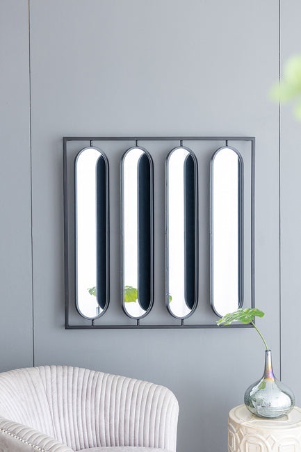 Swivel Black Metal Mirror